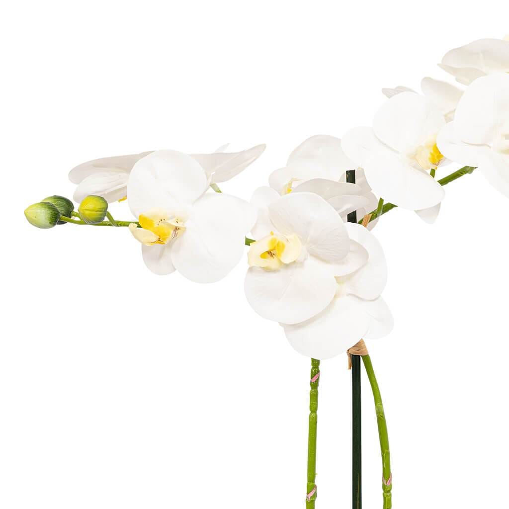 Faux White Orchid & Weathered Concrete Planter Decor Leather Gallery