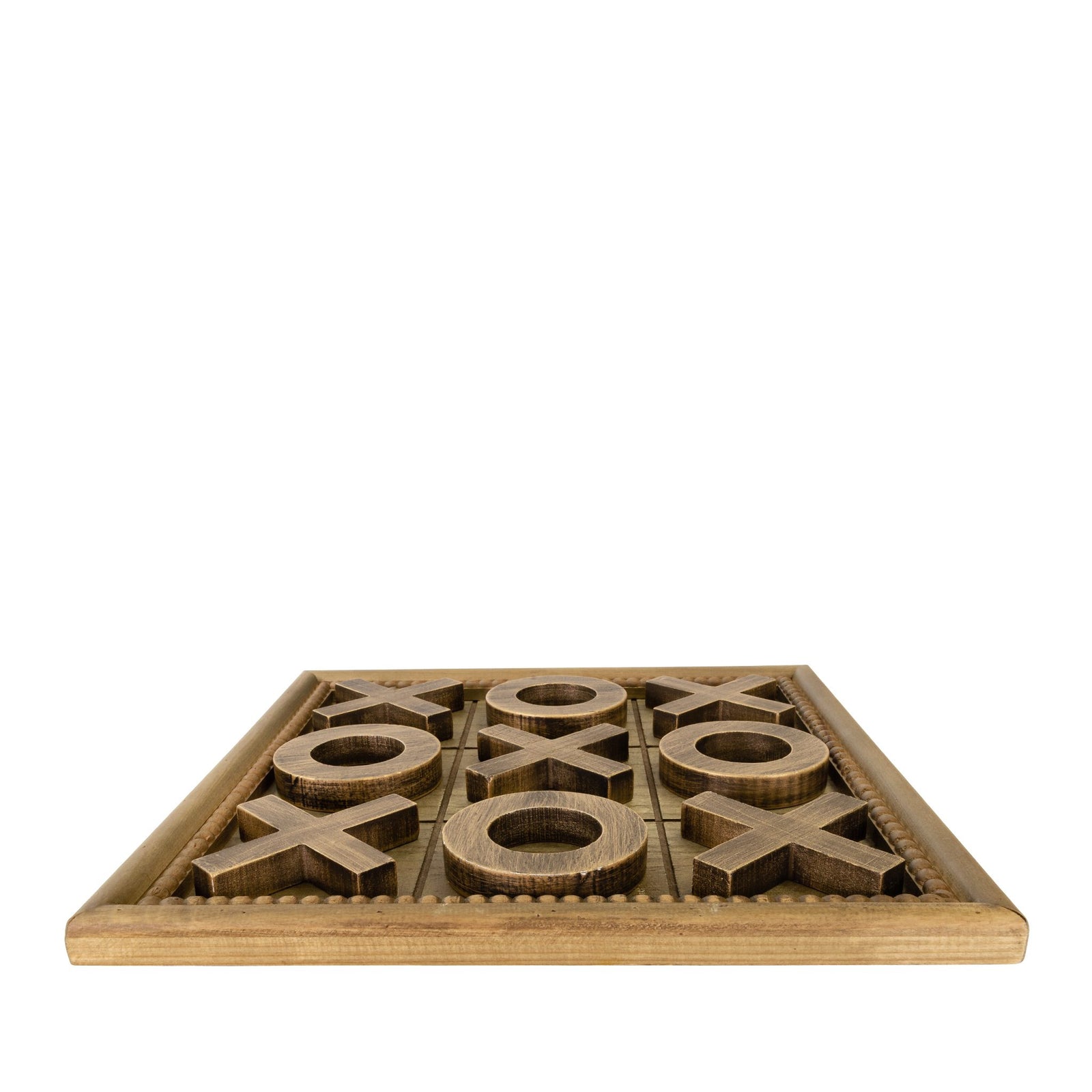Fir Wooden Tac-Toe Game Set | Leather Gallery Decor- Ornament