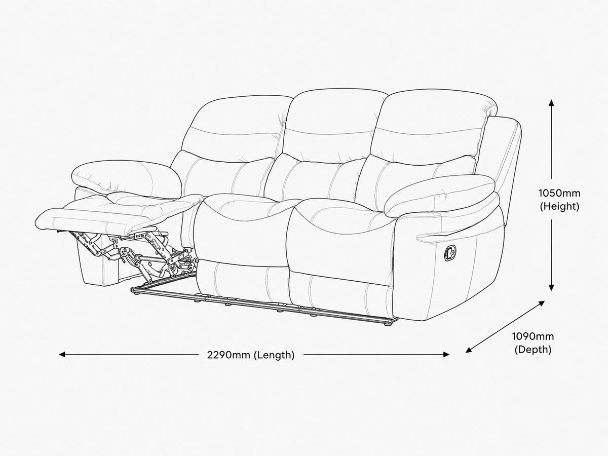 Geneva 3 Seater Leather Recliner
