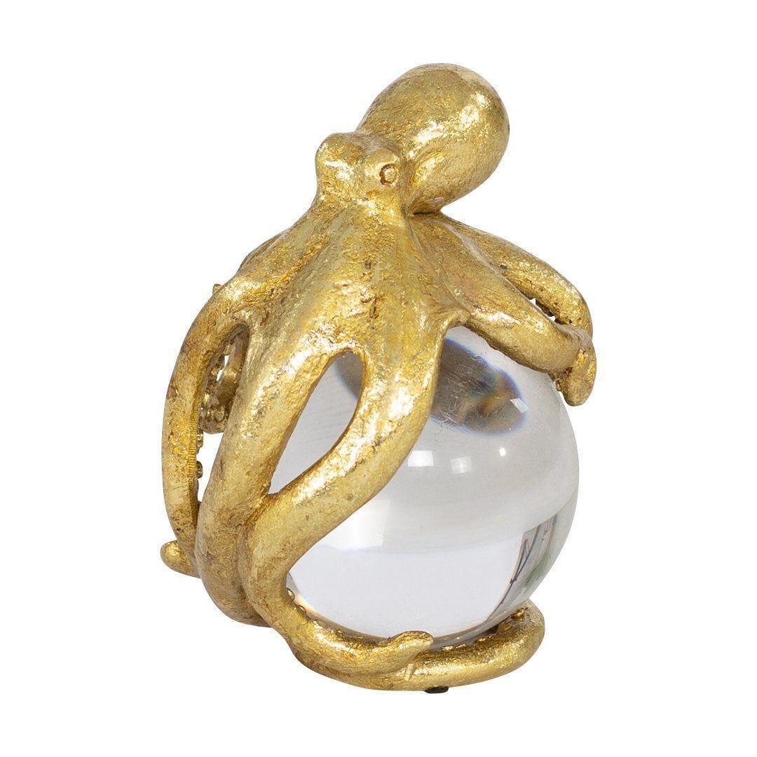 Gold Octopus & Crystal Ball Ornament Ornament Leather Gallery