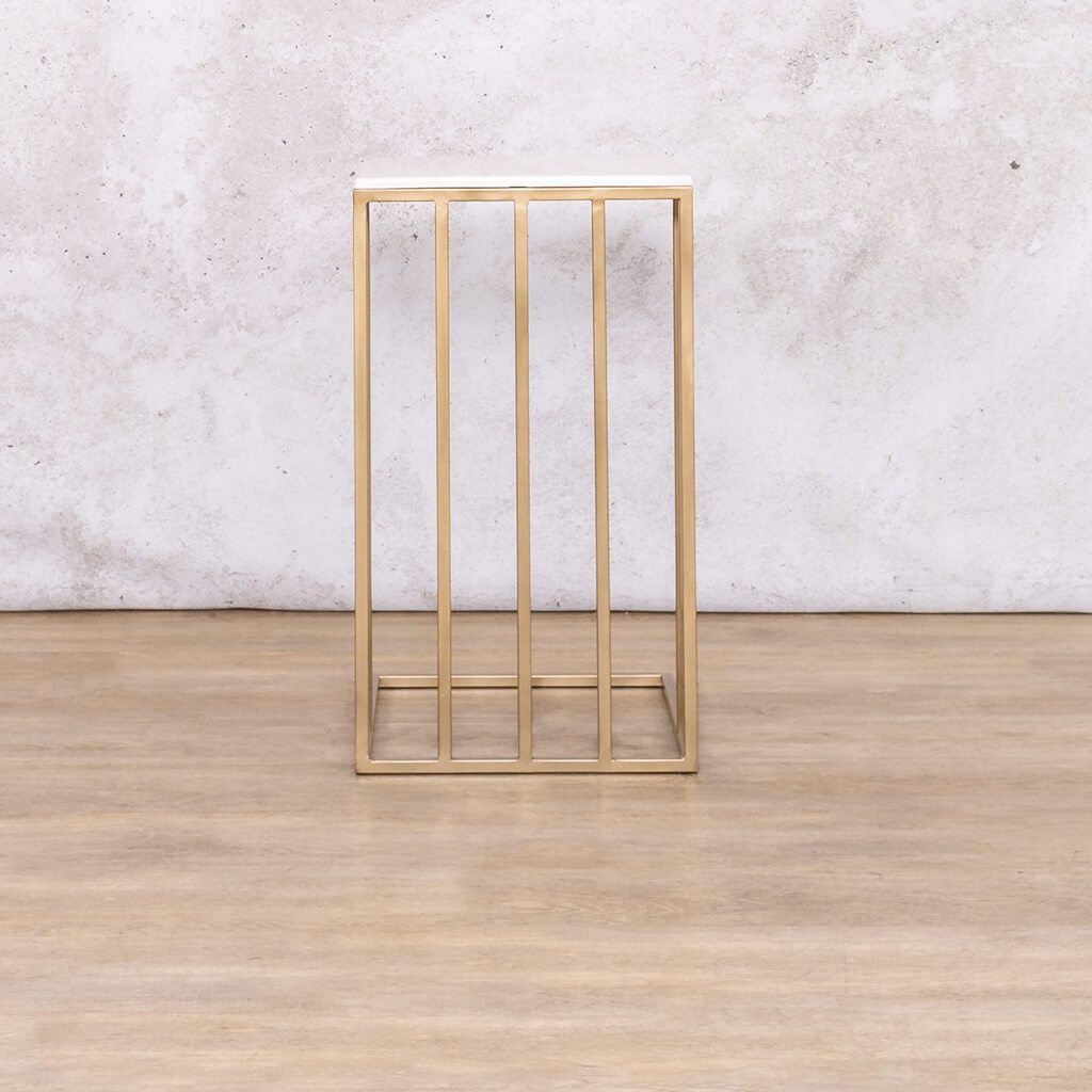 Gold Riley Pillar Side Table Side Table Leather Gallery
