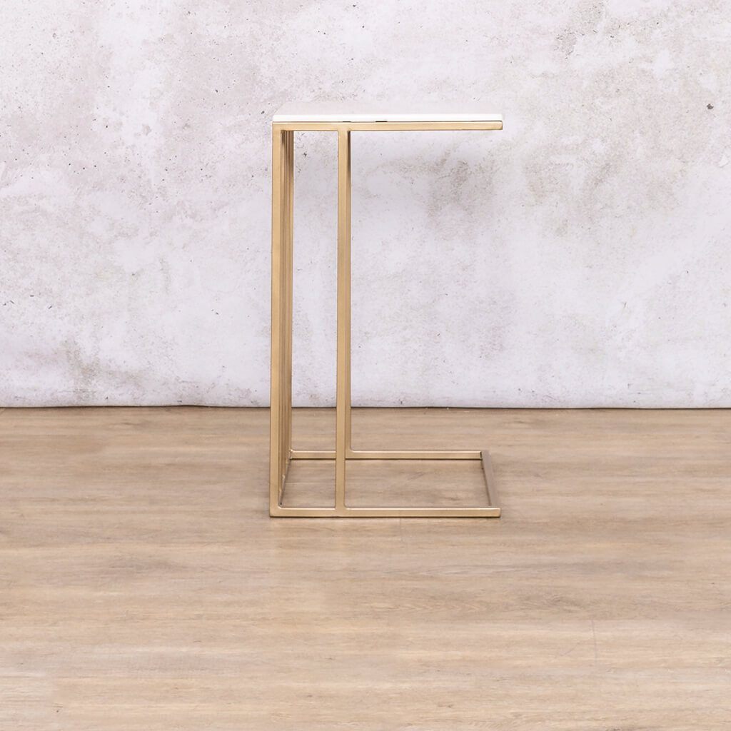 Gold Riley Pillar Side Table Side Table Leather Gallery
