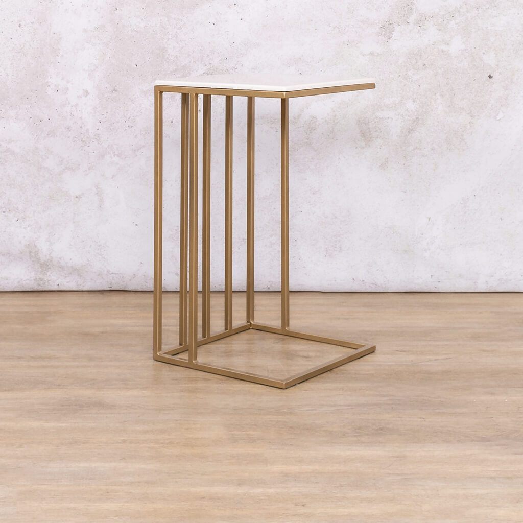 Gold Riley Pillar Side Table Side Table Leather Gallery