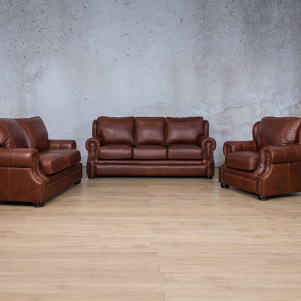 Highpoint 3 + 2 + 1 Leather Sofa Suite - Odingo Bark - Leather Sofa