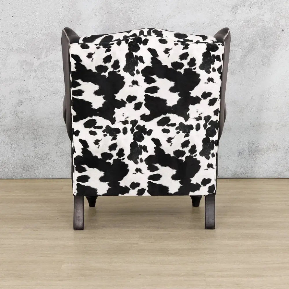 Holstein Armchair - Wingback Armchair Nguni Leather & Fabric - Fabric Armchair