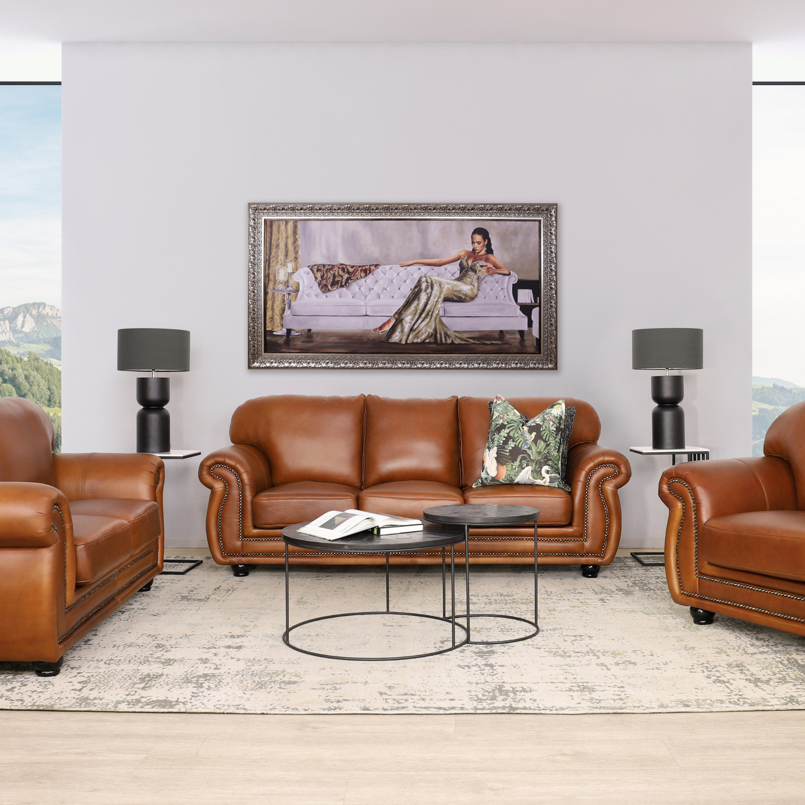 Isilo 3 + 2 + 1 Leather Sofa Suite - Czar Pecan - Leather Sofa