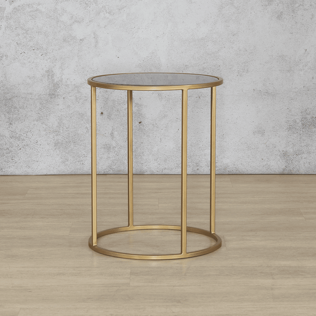 Jasper Side Table - Gold Base Blue Marble Top Look Side Table Leather Gallery