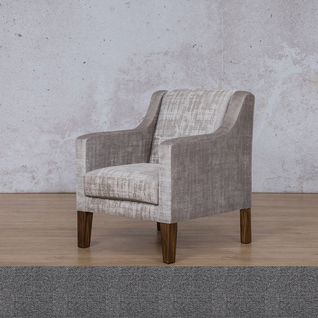 Julia Fabric Armchair - Hazey grey Fabric Armchair Leather Gallery Silver Charm