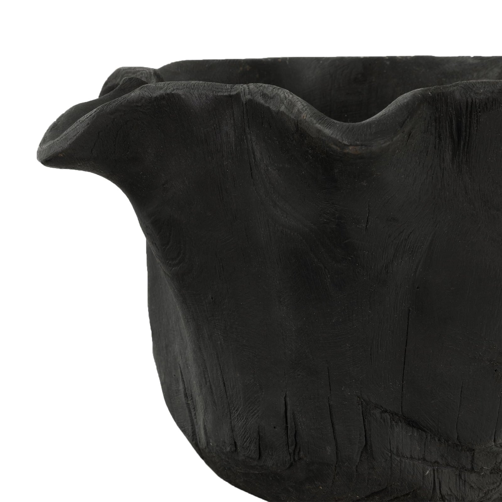 Black Teak Wood Bowl on a white background | Leather Gallery Bowl