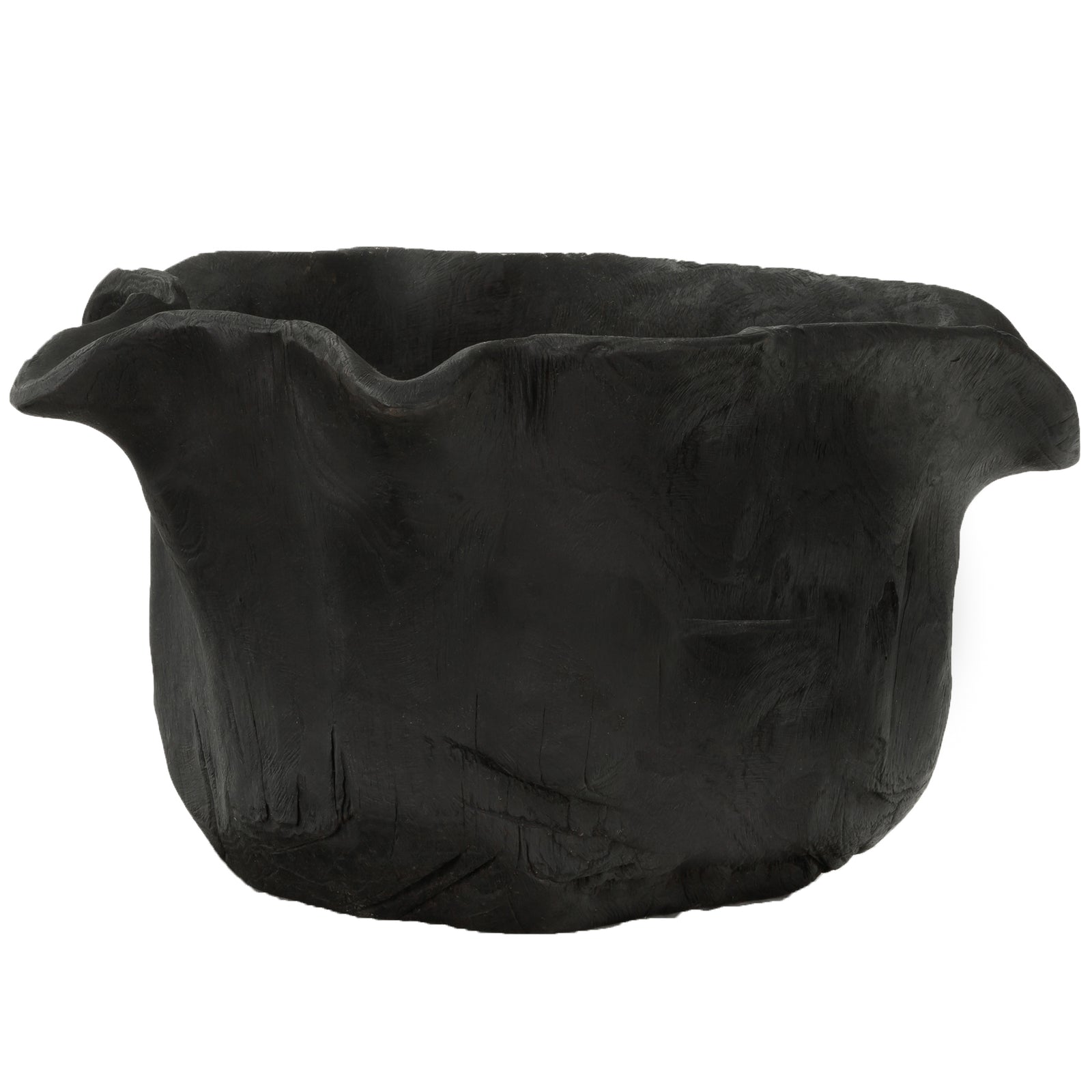 Black Teak Wood Bowl on a white background | Leather Gallery Bowl