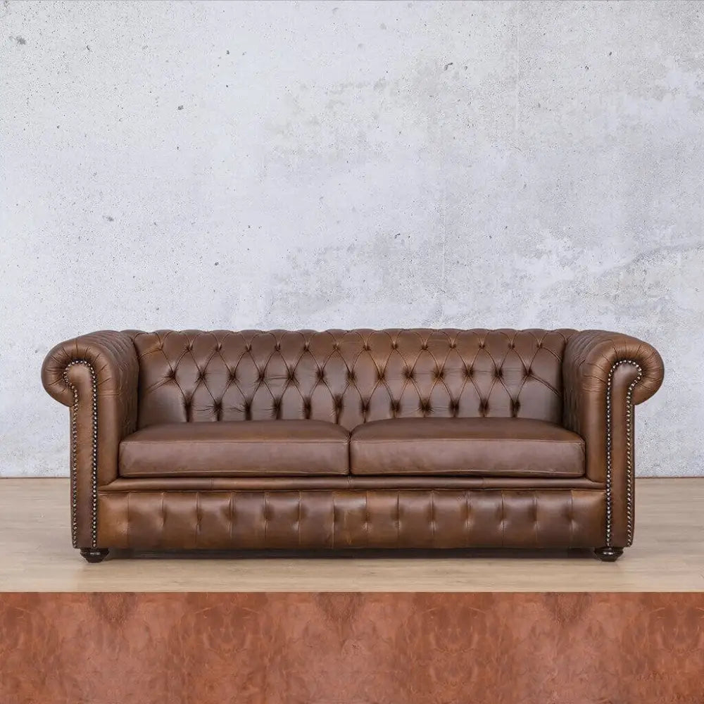 Kingston 3 + 2 + 1 Leather Sofa Suite - Royal Saddle - Leather Sofa