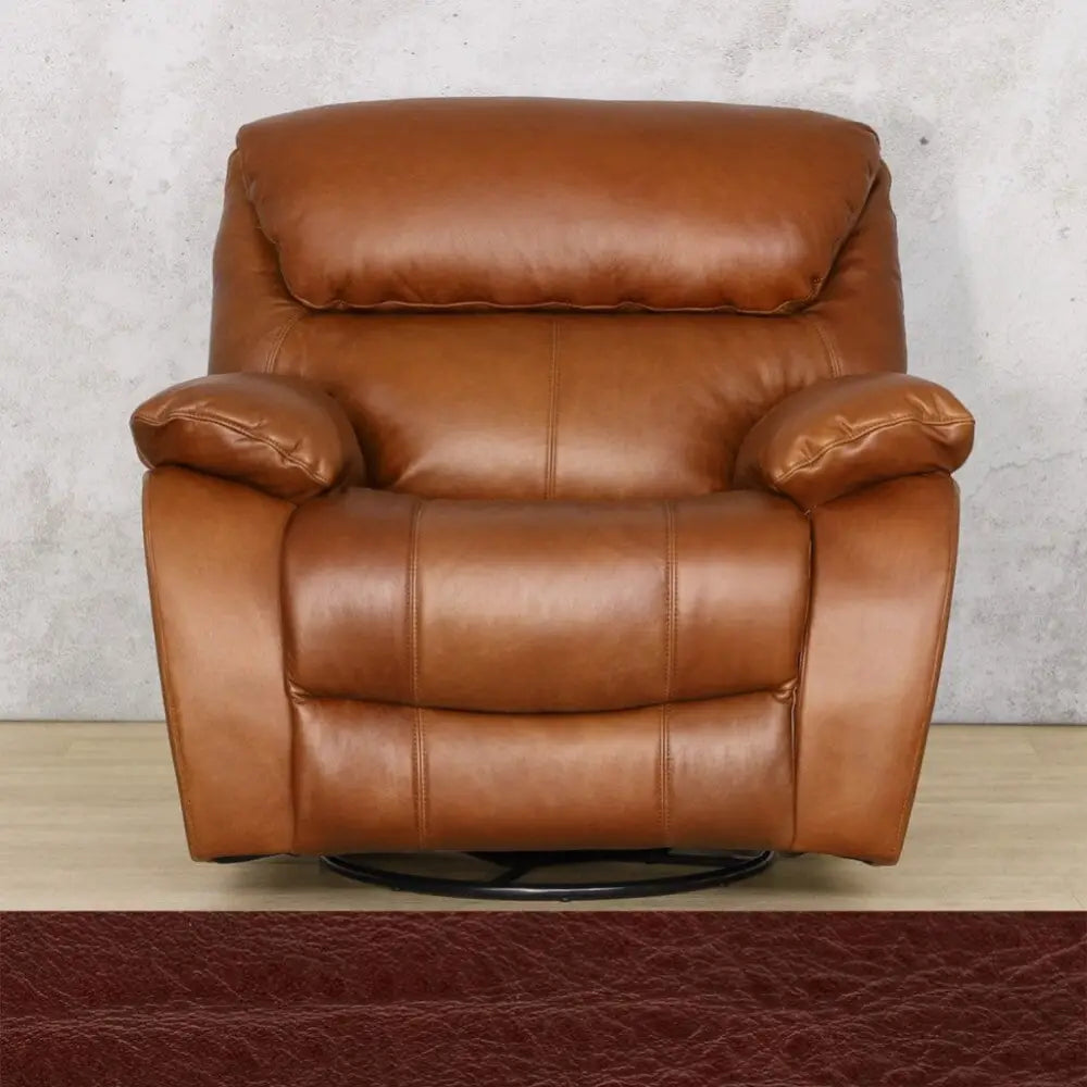 Kuta 1 Seater Leather Recliner Chair - Czar Ruby - Leather Recliner