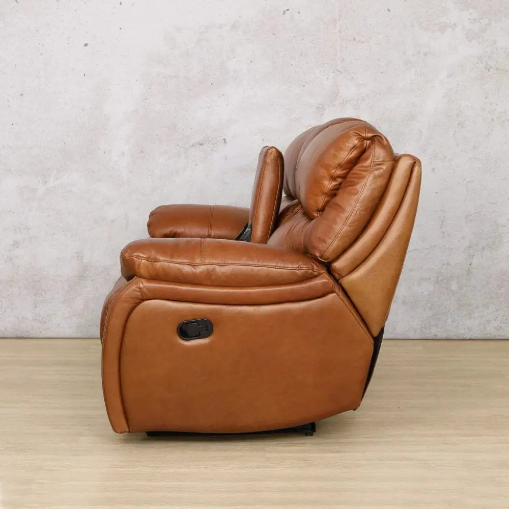 Kuta 2 Seater Home Theatre Leather Recliner - Leather Recliner- czar pecan