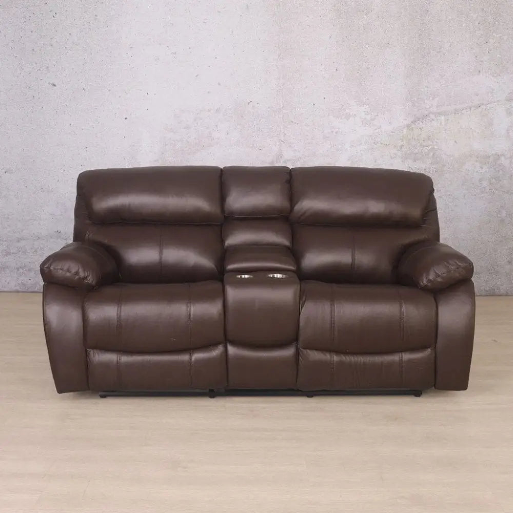 Kuta 2 Seater Home Theatre Leather Recliner - Country Ox Blood - Leather Recliner