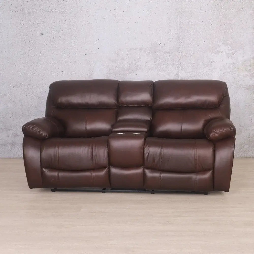 Kuta 2 Seater Home Theatre Leather Recliner - Czar Chocolate - Leather Recliner