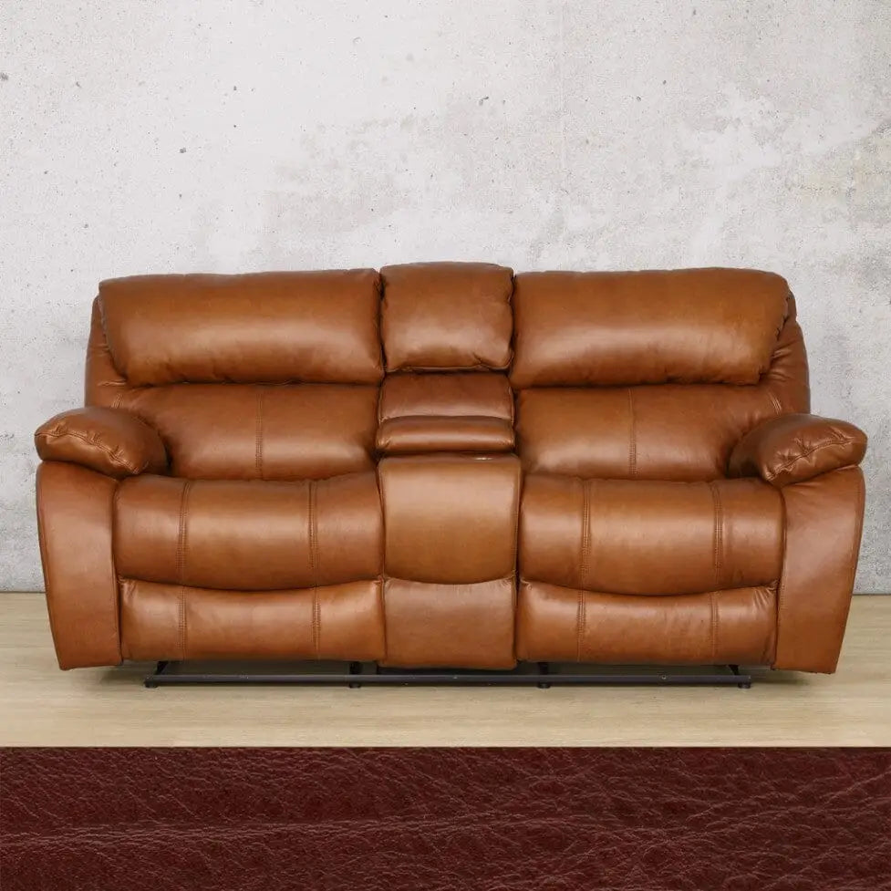 Kuta 2 Seater Home Theatre Leather Recliner - Czar Ruby - Leather Recliner