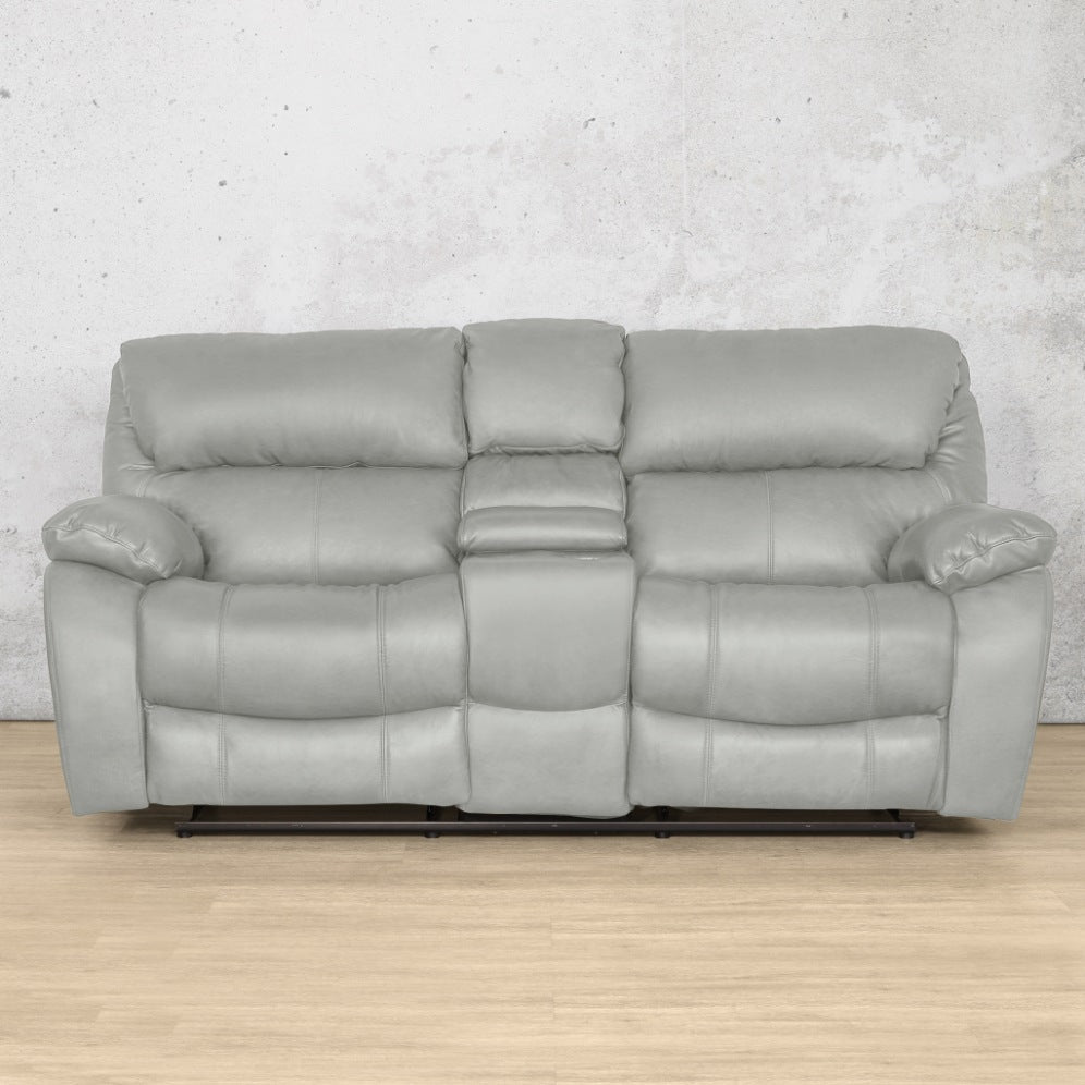 Kuta 2 Seater Home Theatre Leather Recliner Luxe Grey