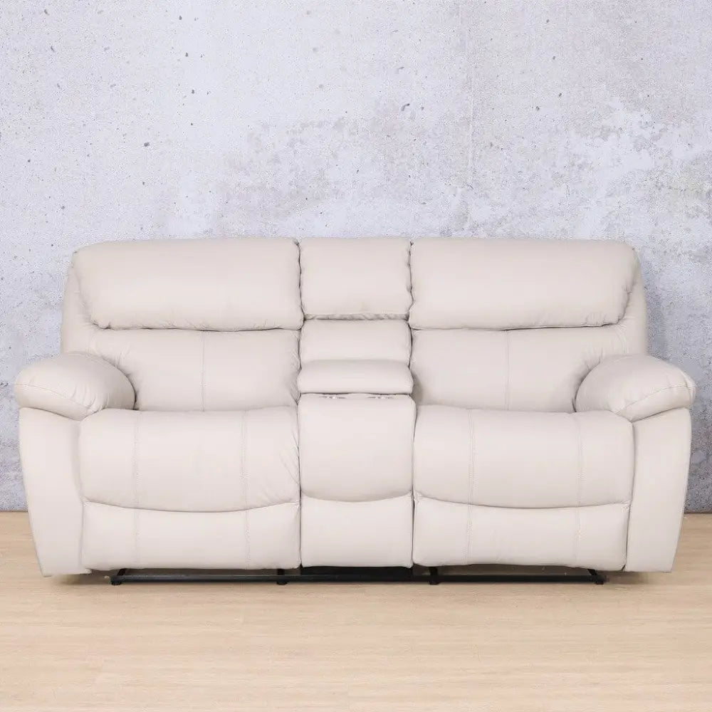 Kuta 2 Seater Home Theatre Leather Recliner - Manatee Beige - Leather Recliner