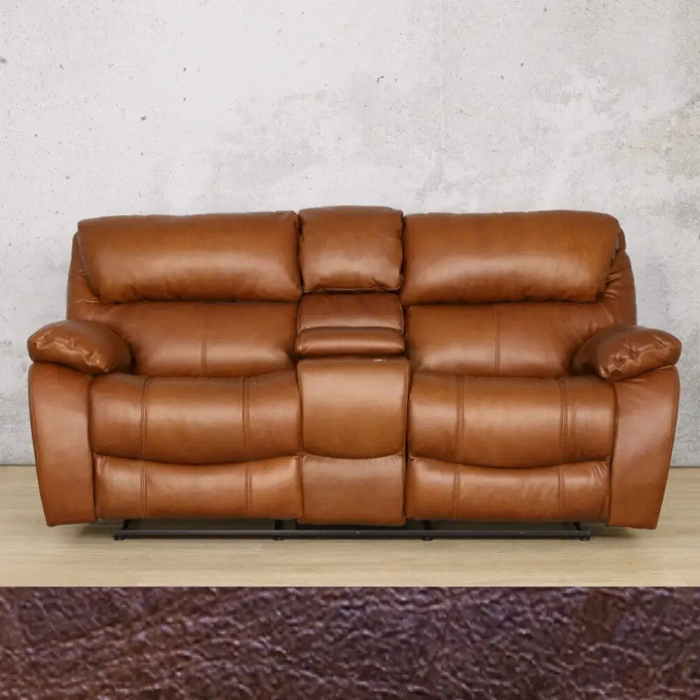 Kuta 2 Seater Home Theatre Leather Recliner - Royal Coffee - Leather Recliner