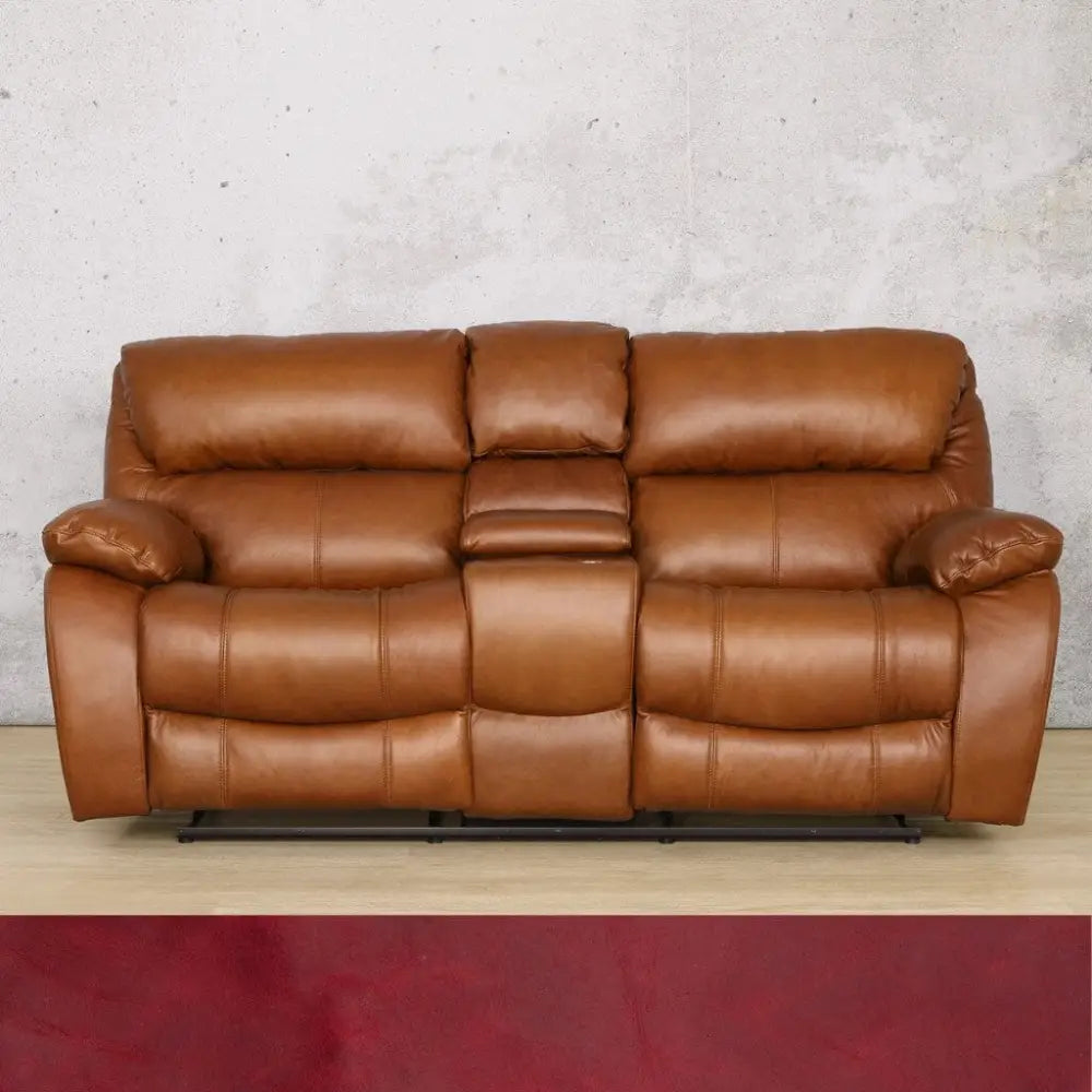 Kuta 2 Seater Home Theatre Leather Recliner - Royal Ruby - Leather Recliner