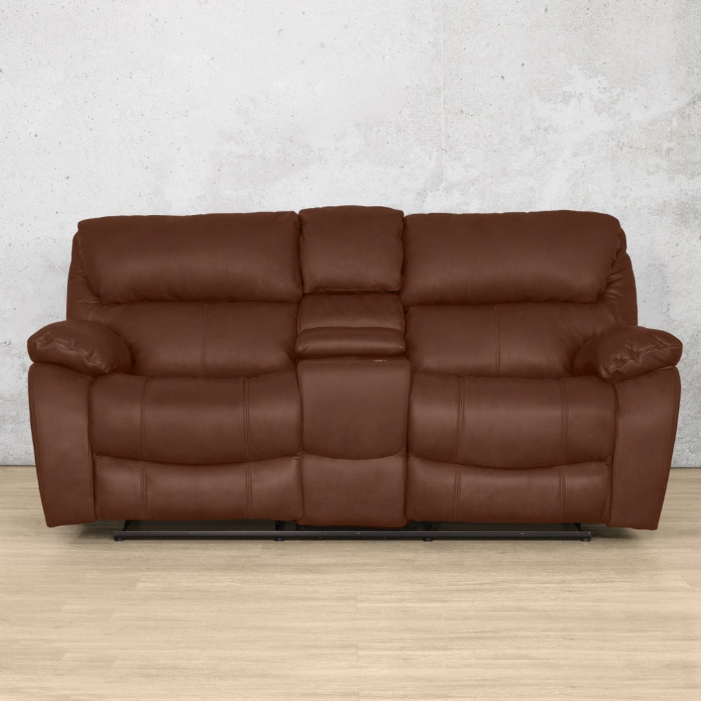 Kuta 2 Seater Home Theatre Leather Recliner Royal Saddle