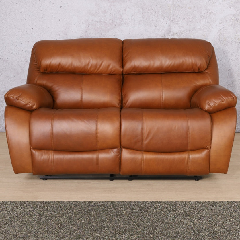 Kuta 2 Seater Leather Recliner- Flux Grey