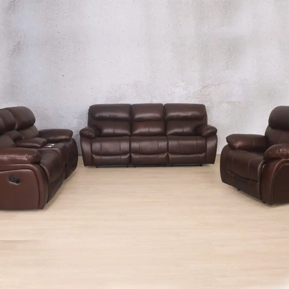 Kuta 3 + 2 + 1 Leather Recliner Home Theatre Suite - Leather Recliner- county ox blood
