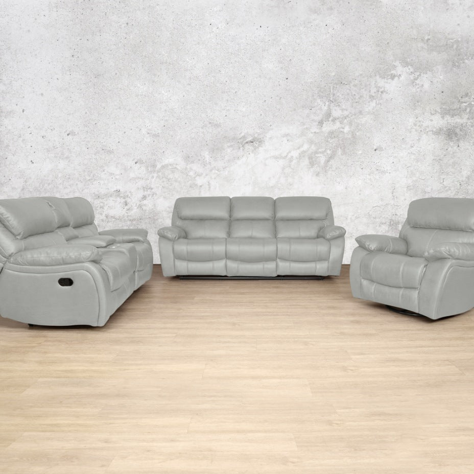 Kuta  3+2+1 Leather Recliner Home Theatre Suite - Rocker Luxe Grey