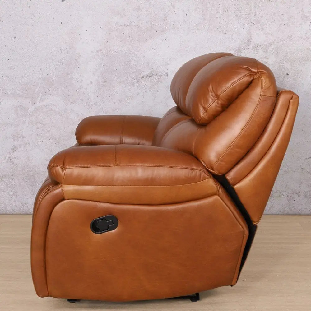 Kuta 2 Seater Leather Recliner - Leather Recliner- czar pecan