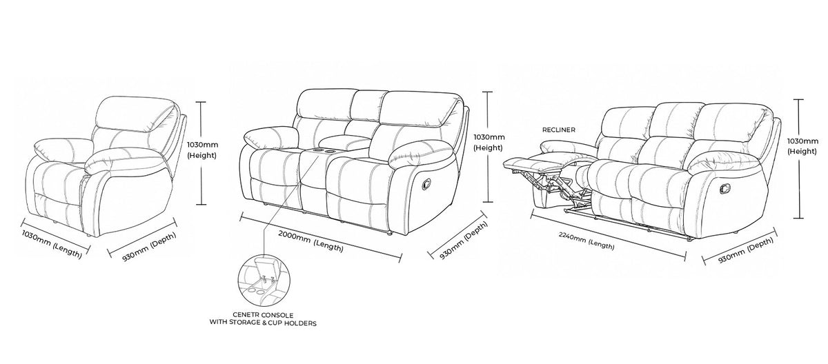Kuta 3+2+1 Leather Recliner Home Theatre Suite (Rocker)