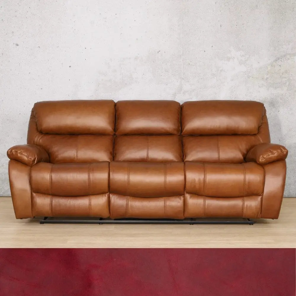 Kuta 3 Seater Leather Recliner - Royal Ruby - Leather Recliner