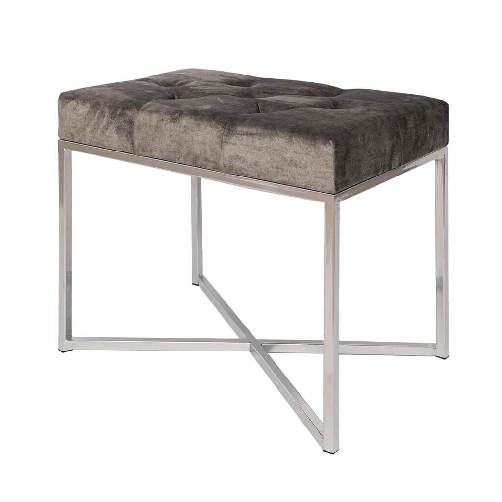 Legacy Charcoal Grey Chrome Base Single Ottoman Ottoman Leather Gallery