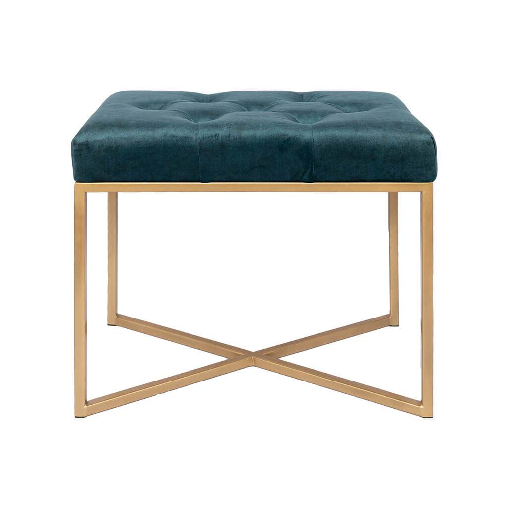 Legacy Harbour Teal Gold Base Single Ottoman Ottoman Leather Gallery Harbour Teal 60 x 40 x50