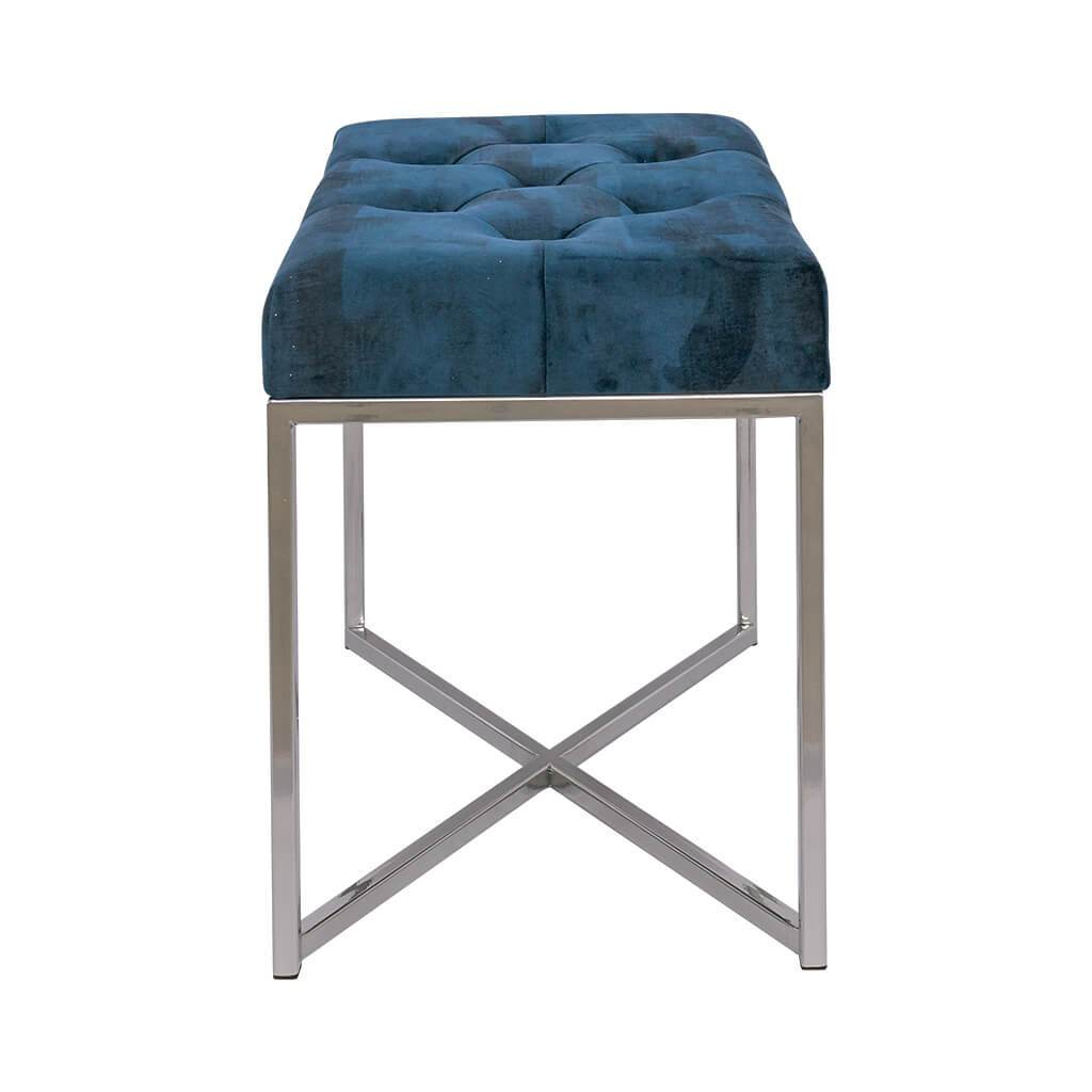 Legacy Twilight Blue Chrome Base Single Ottoman Ottoman Leather Gallery