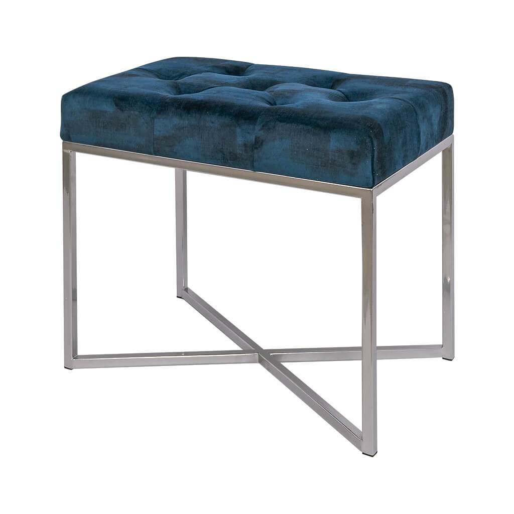 Legacy Twilight Blue Chrome Base Single Ottoman Ottoman Leather Gallery