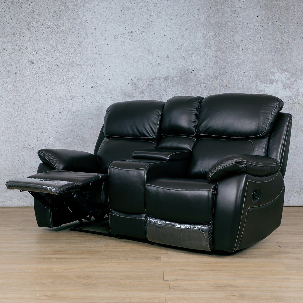 Lexington 2 Seater Leather Home Theatre Recliner - Black - Leather Recliner