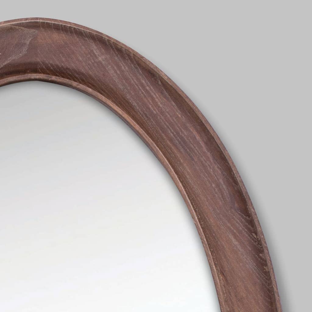 Liam Antique Coffee Oval Wall Mirror Mirror Leather Gallery