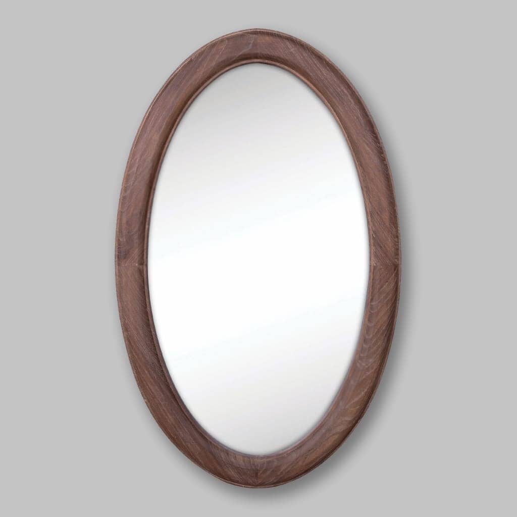 Liam Antique Coffee Oval Wall Mirror Mirror Leather Gallery Antique Coffee 980 x 600 mm