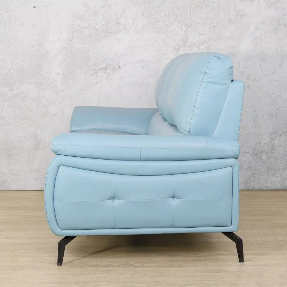 Maddox 3 Leather Sofa - Fabric Corner Suite-light-blue