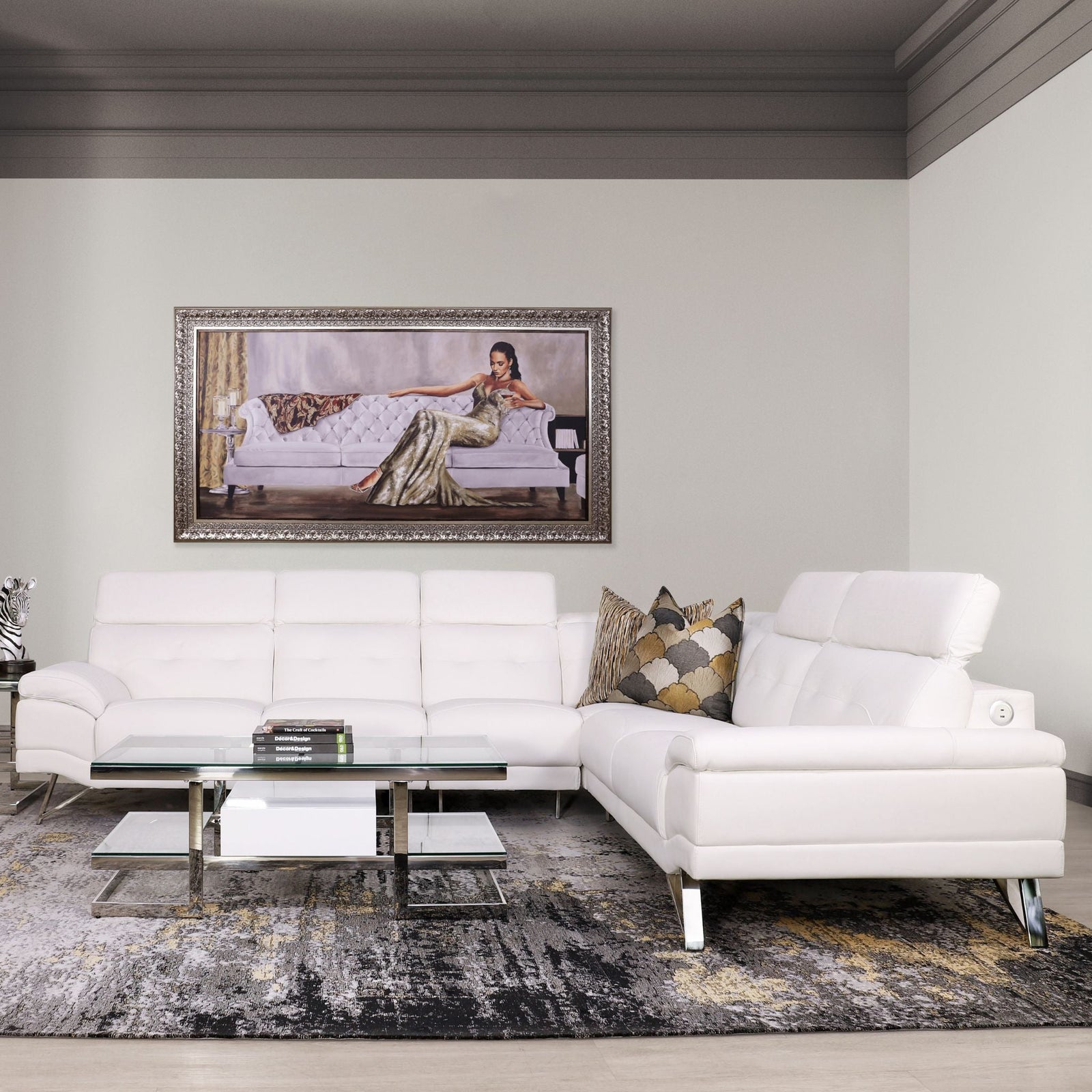 Manila Leather Sectional White