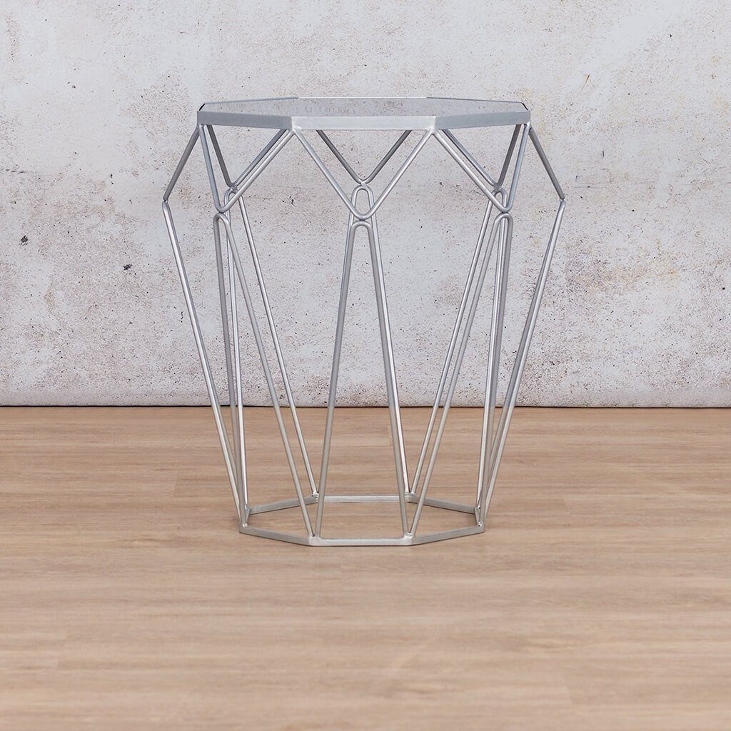 Mara Chrome Base + Glass Top - Side Table Side Table Leather Gallery