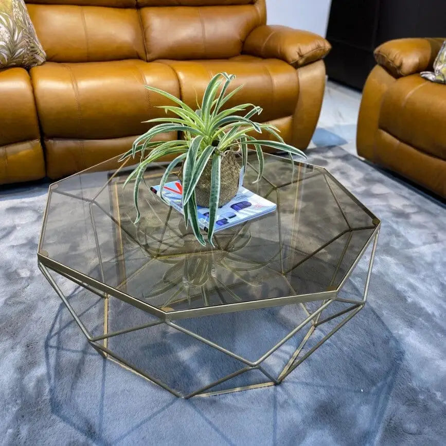 Mara Glass Top Coffee Table - Gold - Warehouse Clearance - Coffee Table