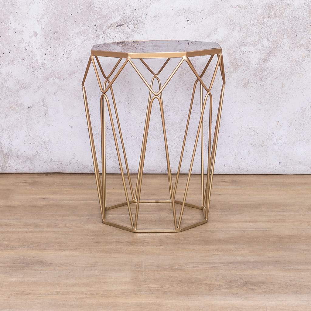 Mara Glass Top Side Table Side Table Leather Gallery