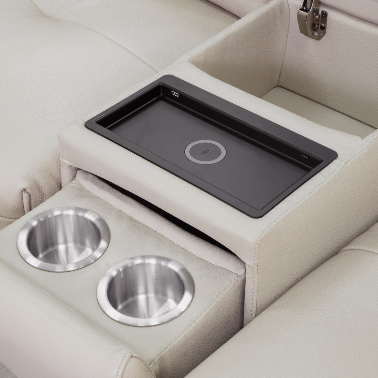 Marbella Leather Recliner Corner Couch - Cream Beige | Leather Gallery