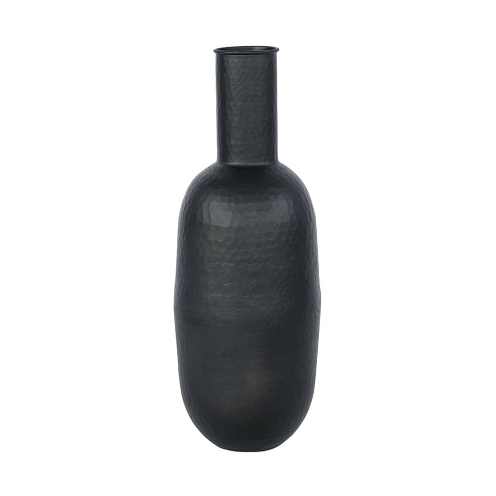 Matteo Hammered Vase Vase Leather Gallery 23 x 60cm Black