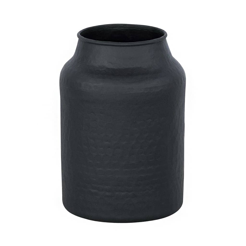 Maya Hammered Vase Vase Leather Gallery 22 x 30cm Black