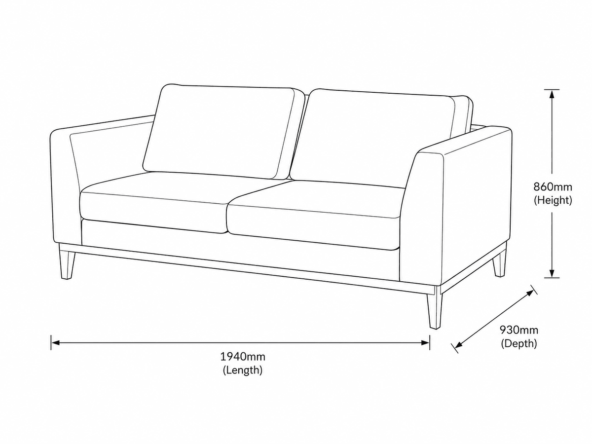 Modena 2 Seater Fabric Couch