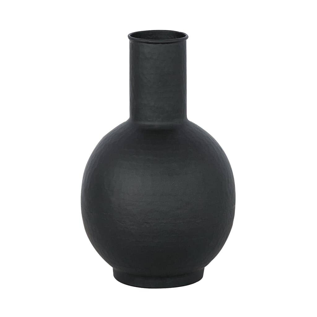 Munich Hammered Vase Vase Leather Gallery Black 26 x 40cm
