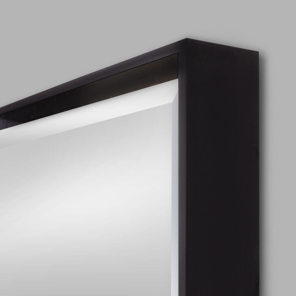 Nova Black Natural Wood Rectangle Wall Mirror 444 x 647mm Mirror Leather Gallery