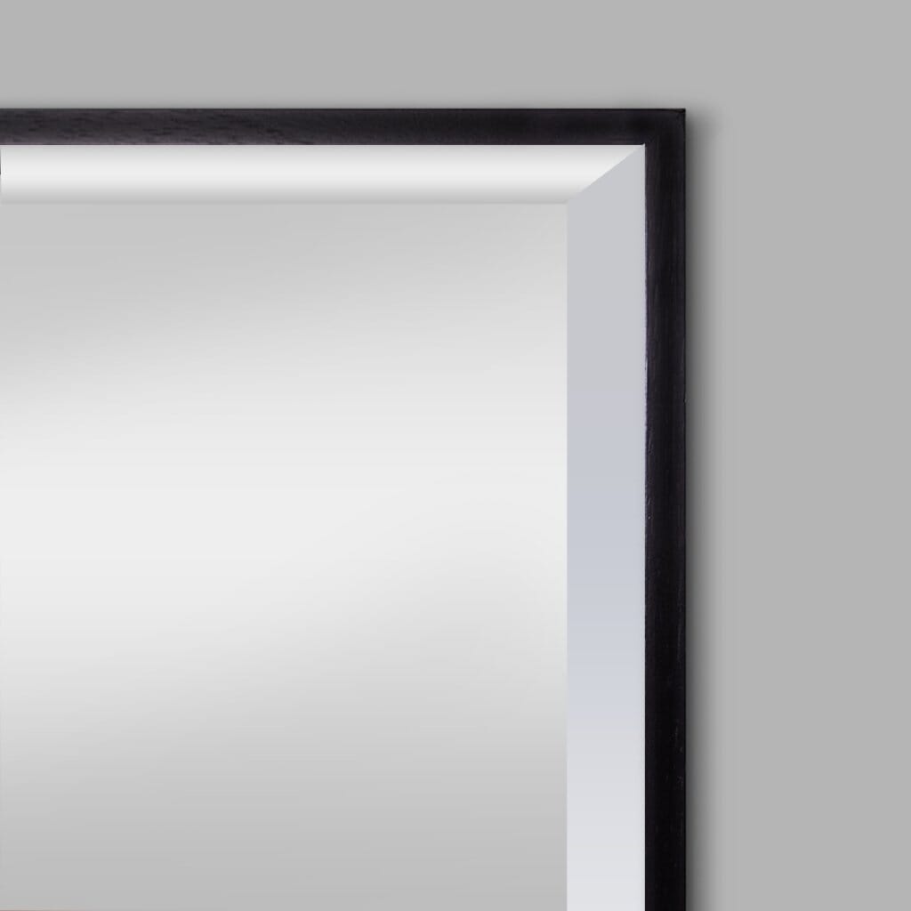 Nova Black Natural Wood Rectangle Wall Mirror 952 x 1257mm Mirror Leather Gallery
